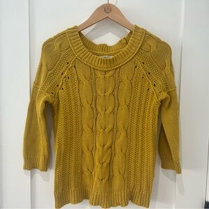 Ann Taylor LOFT Mustard Cable Knit Sweater
